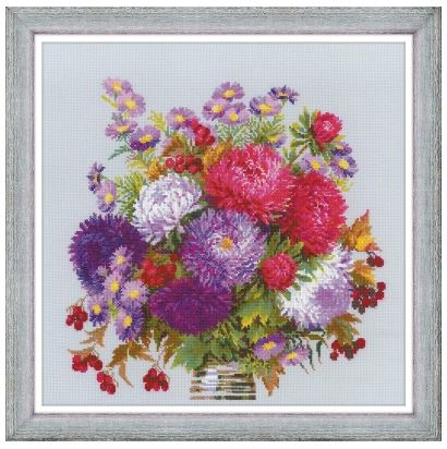 click here to view larger image of Bouquet with Asters (counted cross stitch kit)