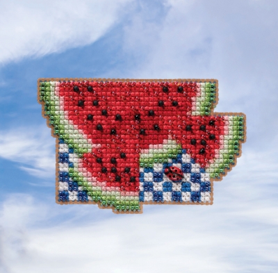 click here to view larger image of Watermelon - Spring Bouquet Seasonal Ornament (counted cross stitch kit)