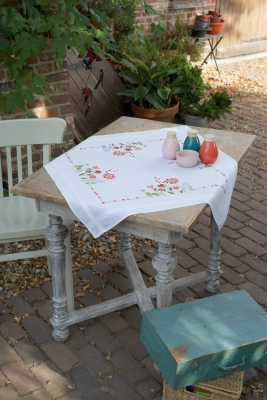 click here to view larger image of Flowers Table Topper (stamped cross stitch kit)