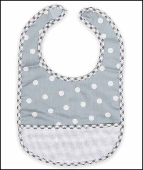 click here to view larger image of Grey Polka Dot Baby Bib (stitchable)