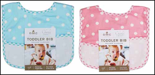 click here to view larger image of Pink and Blue Dot Bibs - Pack of 6 (stitchable)