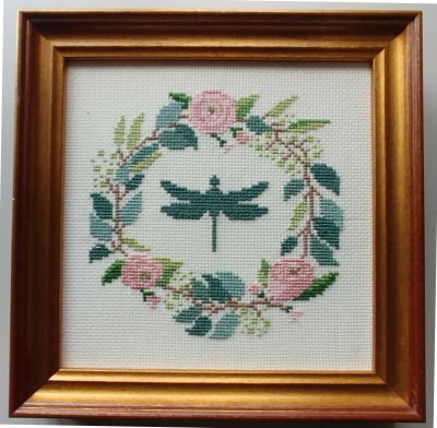 click here to view larger image of Botanical Wreath - Dragonfly (counted cross stitch kit)