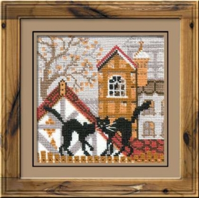 click here to view larger image of City & Cats Autumn (counted cross stitch kit)