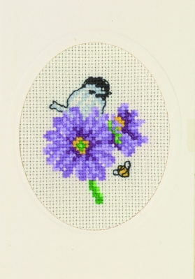 click here to view larger image of Purple - Flower Card (counted cross stitch kit)