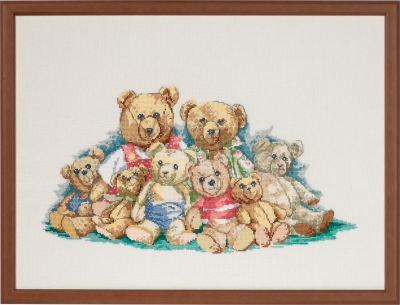 click here to view larger image of Teddy Family (counted cross stitch kit)