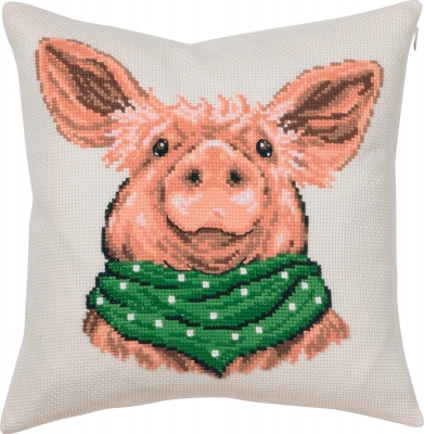 click here to view larger image of Happy Pig Cushion (counted cross stitch kit)