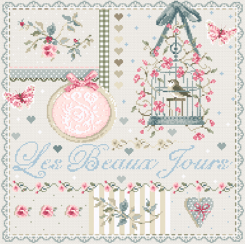 click here to view larger image of Les Beaux Jours KIT - Linen (counted cross stitch kit)