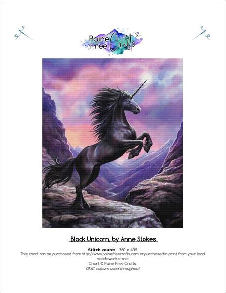 click here to view larger image of Black Unicorn (Anne Stokes) (chart)