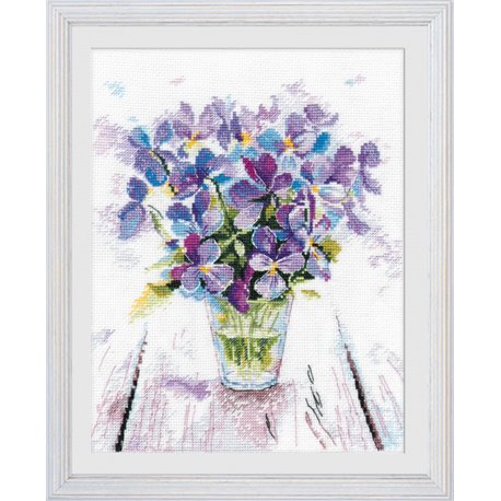 click here to view larger image of Blue Violets (counted cross stitch kit)