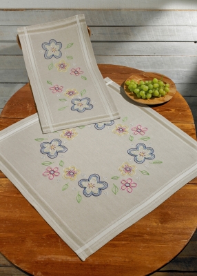 click here to view larger image of Flowers Naive Table Topper (bottom) (counted cross stitch kit)