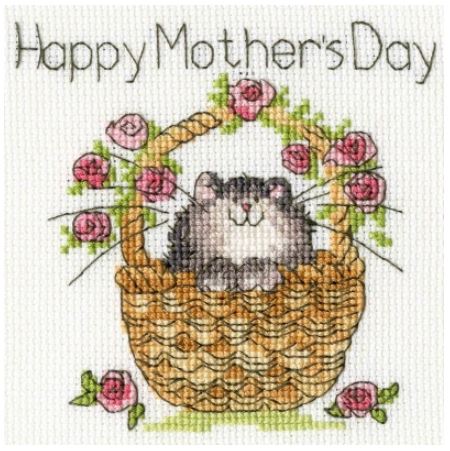 click here to view larger image of Basket Of Roses - Card (counted cross stitch kit)