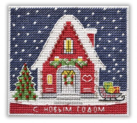 click here to view larger image of Magnet - New Years House (counted cross stitch kit)