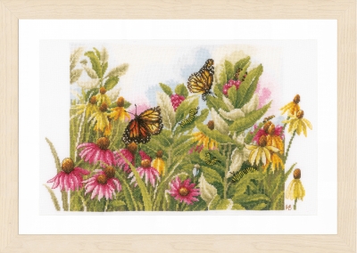 click here to view larger image of Butterflies and Coneflowers (counted cross stitch kit)