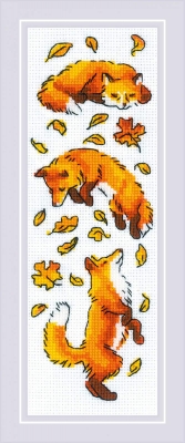 click here to view larger image of Foxes in the Leaves (counted cross stitch kit)