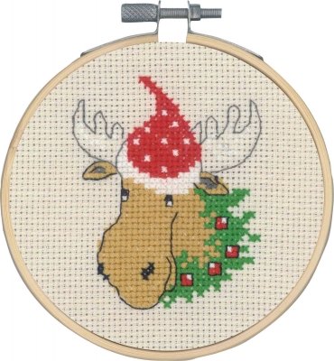 click here to view larger image of Moose w/Hat (counted cross stitch kit)