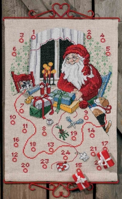 click here to view larger image of Santa Cat and Dog Advent Calendar (counted cross stitch kit)