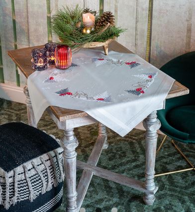 click here to view larger image of Winter Christmas Landscape Table Cloth (printed linen)
