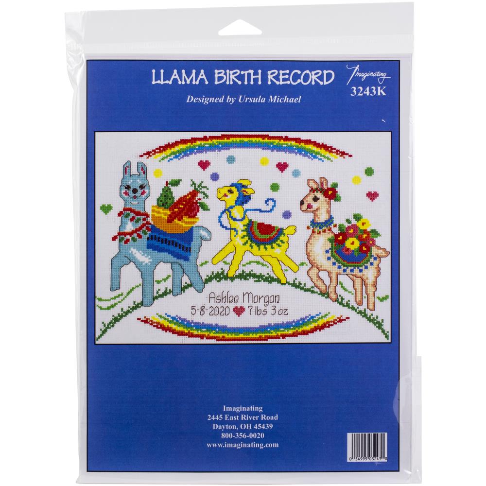 click here to view larger image of Llama Birth Record - Ursula Michael (counted cross stitch kit)