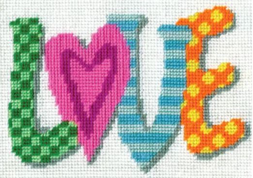 click here to view larger image of Love-Stitched In Yarn (needlepoint kit)