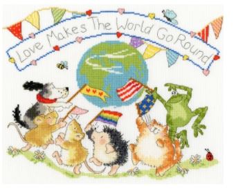 click here to view larger image of Love Makes The World Go Round (Margaret Sherry) (counted cross stitch kit)