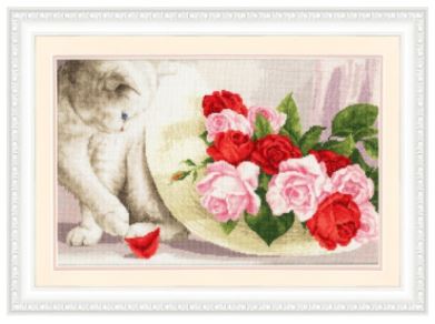 click here to view larger image of Cat and Roses (counted cross stitch kit)