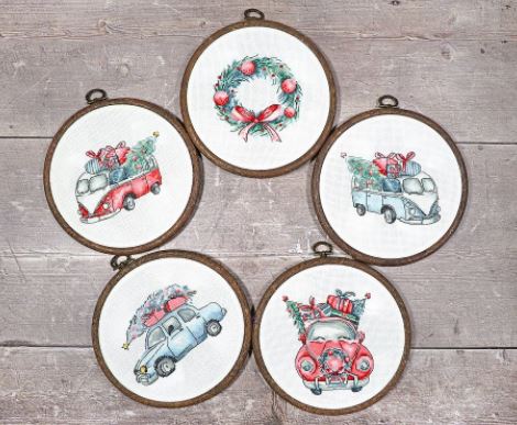 click here to view larger image of Christmas Retro Cars (counted cross stitch kit)