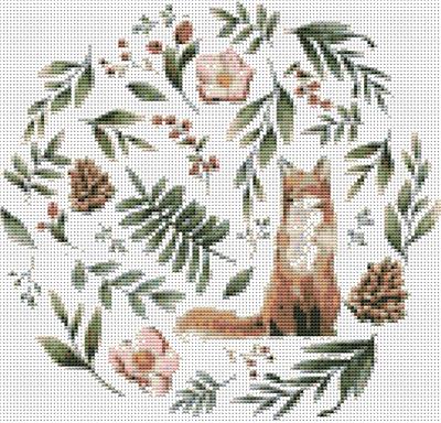 click here to view larger image of Wild Animals w/ Flowers and Leaves - Fox (chart)