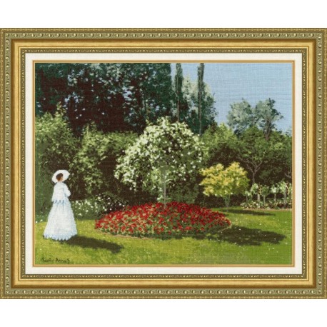 click here to view larger image of Woman in the Garden Sainte Adresse (counted cross stitch kit)