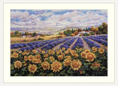click here to view larger image of Fields of Lavender and Sunflowers (counted cross stitch kit)