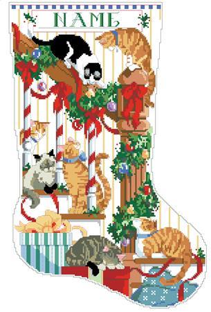 click here to view larger image of Curious Cats Stocking (chart)