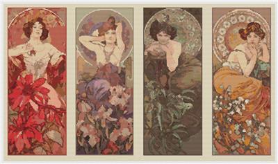 click here to view larger image of Four Gemstones. The (Alphonse Mucha) (chart)