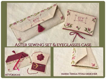 click here to view larger image of Aster Sewing Set and Eyeglasses Case (chart)