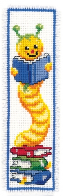 click here to view larger image of Bookmark - Bookworm  (counted cross stitch kit)