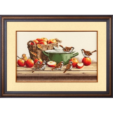 click here to view larger image of Sparrows and Apples (counted cross stitch kit)