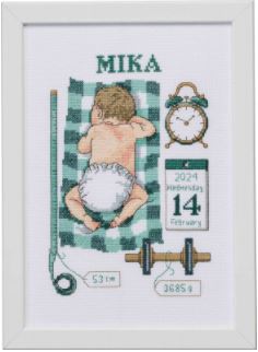 click here to view larger image of Mika Birth Announcement (counted cross stitch kit)