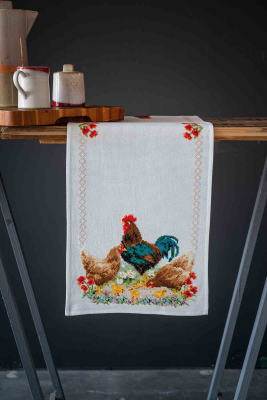 click here to view larger image of Rooster and Chickens Table Runner (counted cross stitch kit)