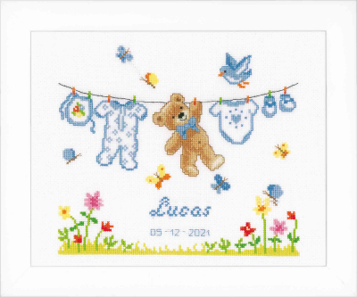 click here to view larger image of Birth Bear (counted cross stitch kit)