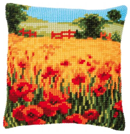 click here to view larger image of Poppies Landscape Cushion (counted canvas kit)