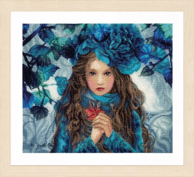 click here to view larger image of Blue Flowers Girl (counted cross stitch kit)