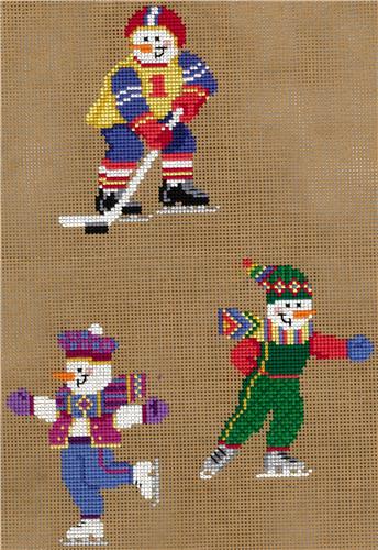 click here to view larger image of Sporty Snowmen Ornaments I (counted cross stitch kit)