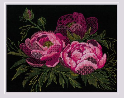 click here to view larger image of Lace Peonies (counted cross stitch kit)
