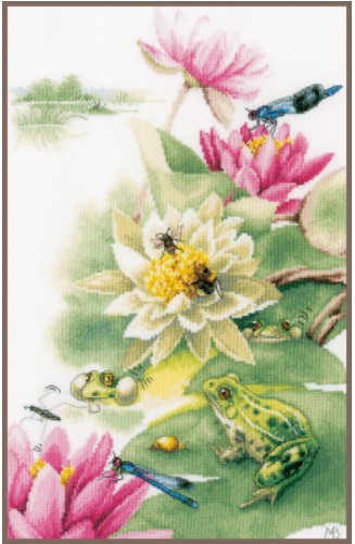 click here to view larger image of Green Frog Concert - by Marjolein Bastin (counted cross stitch kit)