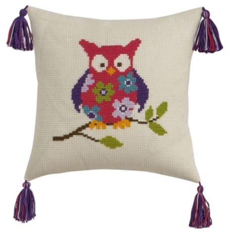 click here to view larger image of Owl Pillow (counted cross stitch kit)