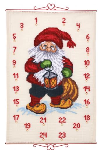 click here to view larger image of Santa Claus with Lantern Bellpull - Advent Calendar (counted cross stitch kit)