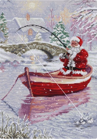 click here to view larger image of Santa Fishing (counted cross stitch kit)