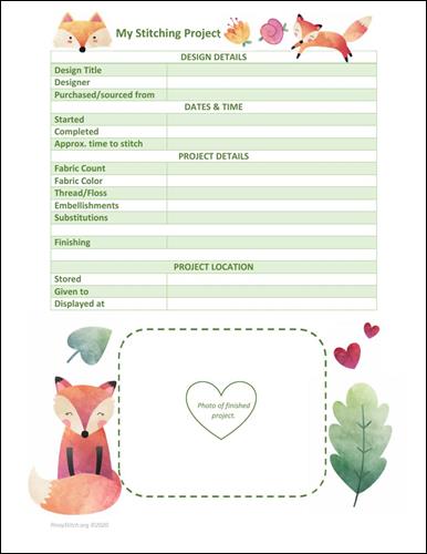 click here to view larger image of Cross Stitch Project Sheet - Fox (accessory)