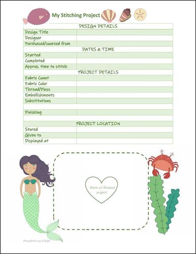 click here to view larger image of Cross Stitch Project Sheet - Mermaid (accessory)