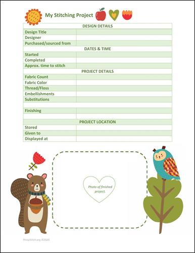 click here to view larger image of Cross Stitch Project Sheet - Woodland (accessory)