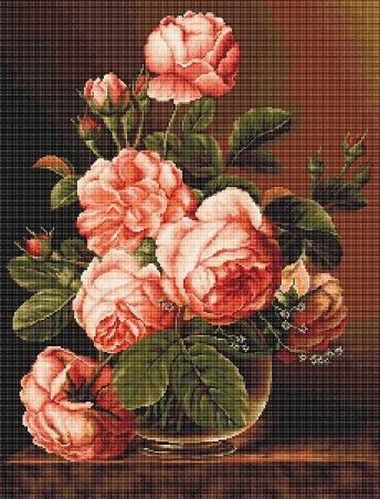 click here to view larger image of Vase of Roses (counted cross stitch kit)