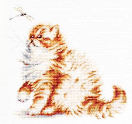 click here to view larger image of Kitten with a Dragonfly (counted cross stitch kit)
